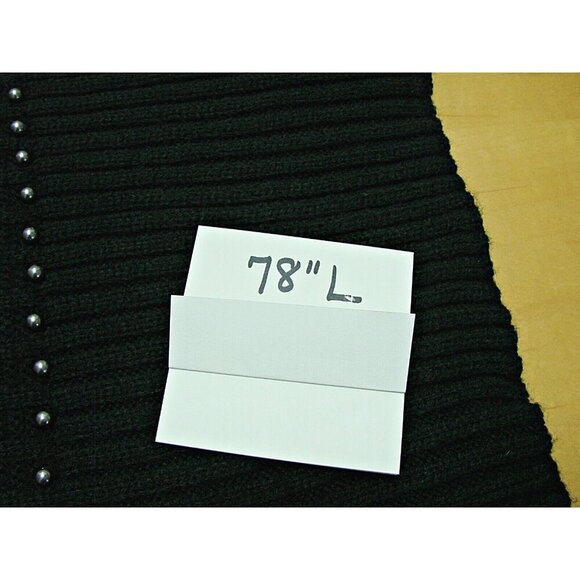 A New Day Scarf Black Ribbed Knit Long 78" Length Gray Pearl Accent Soft Acrylic - Picture 9 of 11